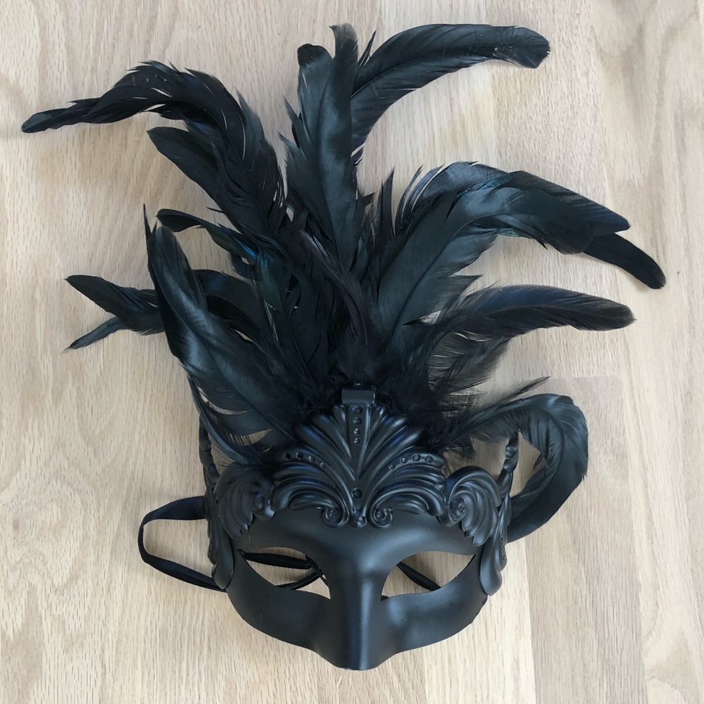 Black Feather Masquerade Mask